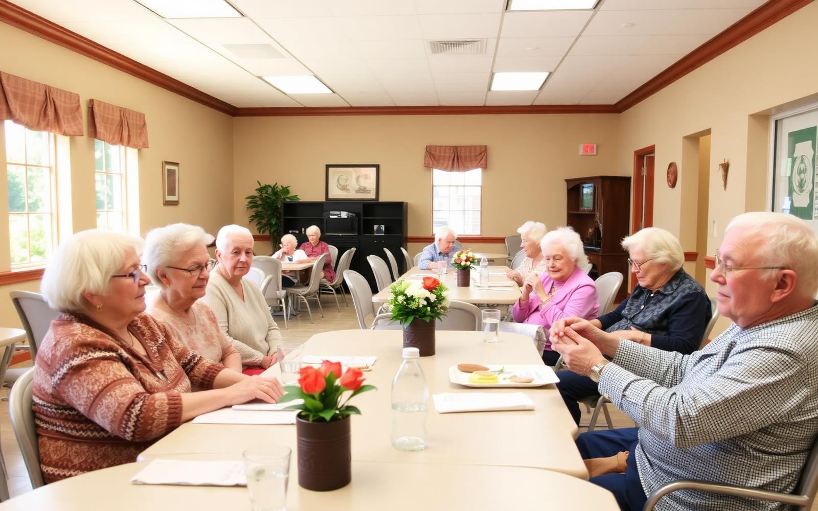 Adult day care participants engaged in group activities